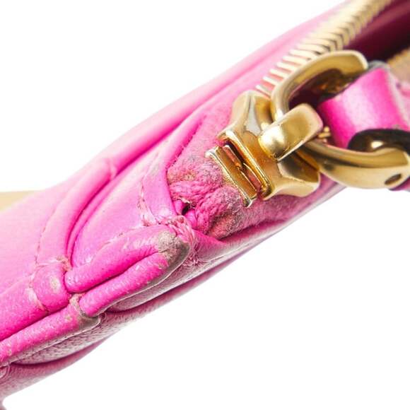 Valentino Roman Stud Coin Case Pink Gold Leather Women's VALENTINO - Picture 6 of 9